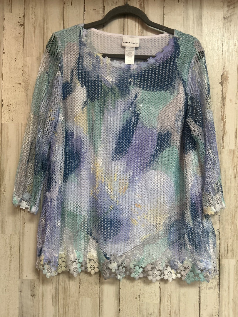 PURPLE ALFRED DUNNER SEQUIN LACE TOP, LADIES L