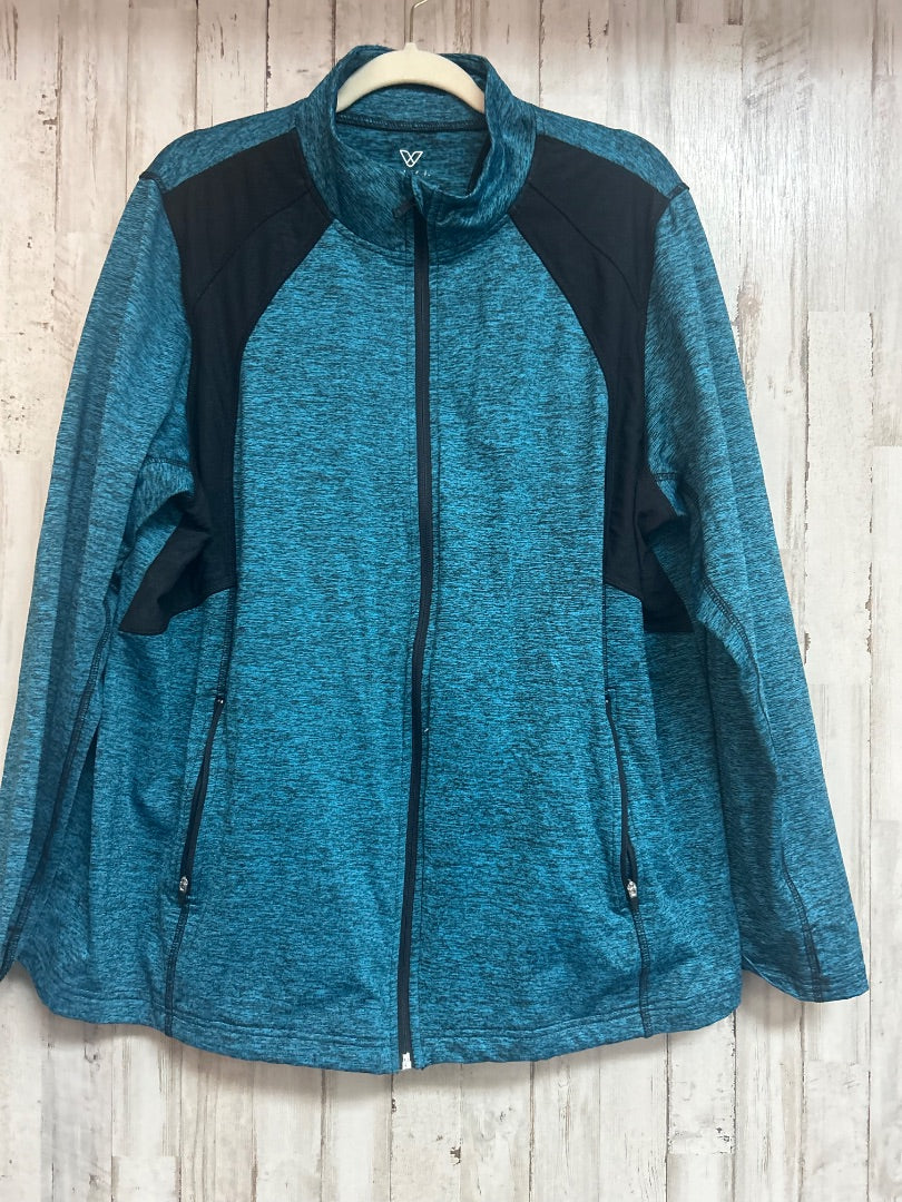 TEAL/BLACK LIVI 22/24 HEATHERED ZIP JACKET, LADIES 2X