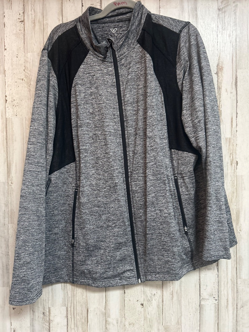 BLACK/WHITE LIVVI 22/24 HEATHERED ZIP JACKET, LADIES 2X