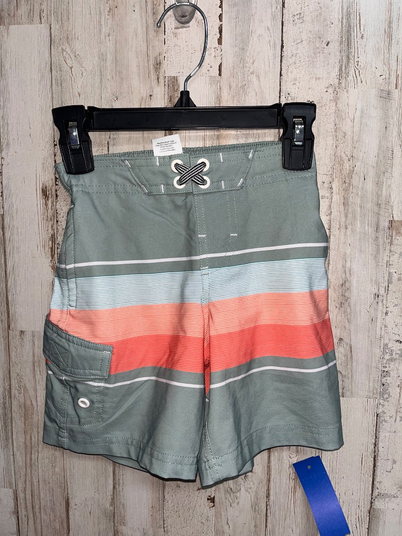 SAGE/PEACH WONDER NATION STRIPE SWIM TRUNKS, BOY 4/5