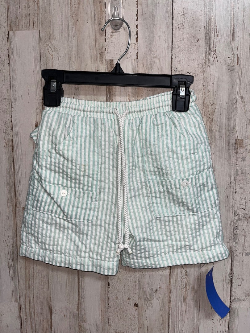 MINT/WHITE BABEENI SEERESUCKER SWIM TRUNKS, BOY 6