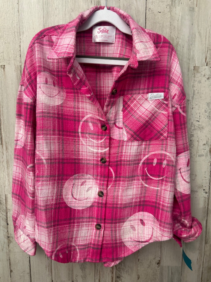 PINK JUSTICE SMILE PLAID TOP, GIRL 7/8