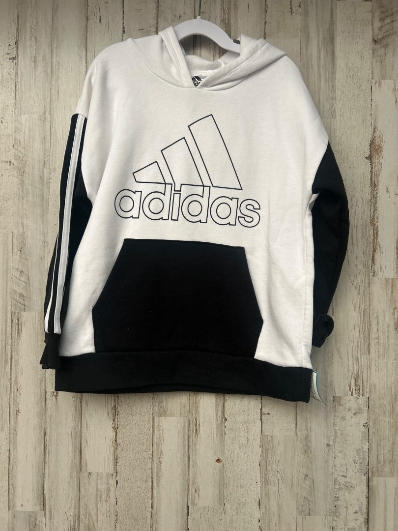 BLACK/WHITE ADIDAS LOGO HOODIE, GIRL 7/8