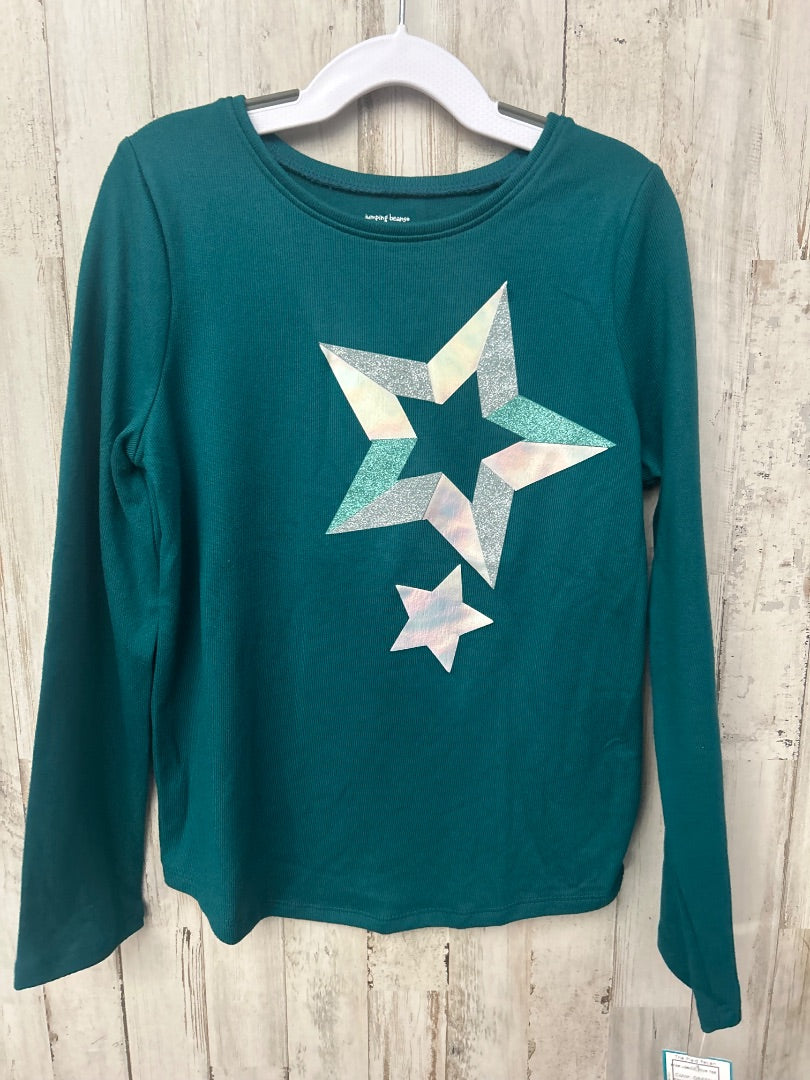 GREEN JUMPING BEANS STAR LONGSLEEVE TEE, GIRL 7