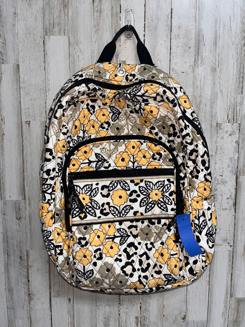 BLACK/YELLOW VERA BRADLEY FLORAL PRINT QUILTED FULL SIZE BACKPACK