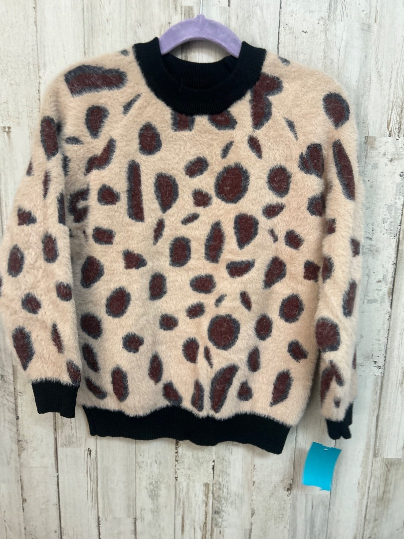 TAN BOUTIQUE FUZZY CHEETAH PULLOVER, GIRL 7