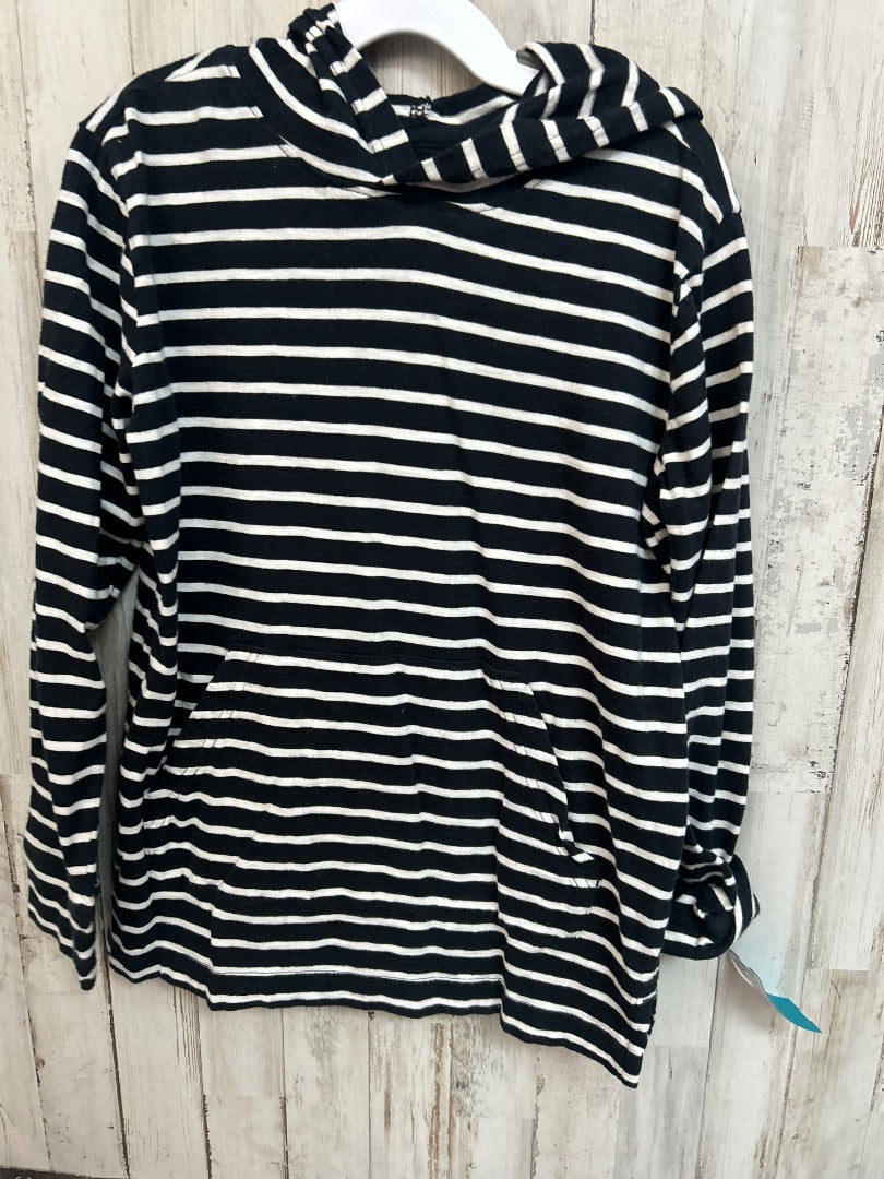 BLACK/WHITE PRIMARY STRIPED HOODIE, GIRL 8-9