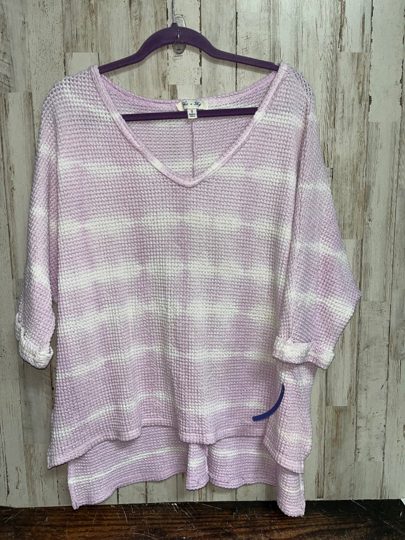 LILAC SHE + SKY KNIT DYE V NECK TOP, LADIES S
