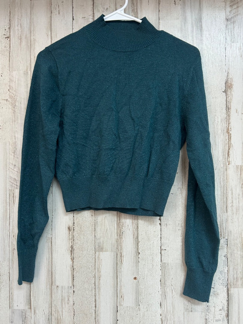 TEAL DEBUT SHIMMER CROP SWEATER, LADIES S/M