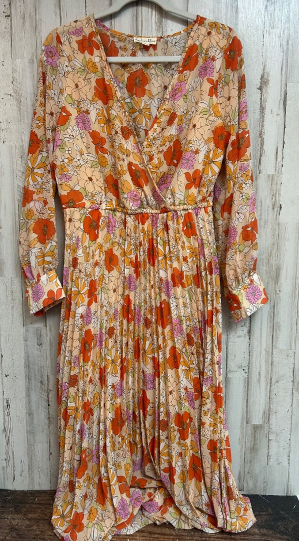 BEIGE INDIGO ROSE FLORAL MAXI DRESS, LADIES L