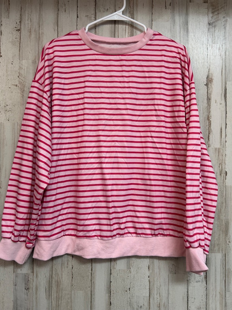 PINK/RED SHEIN STRIPE TOP, LADIES L