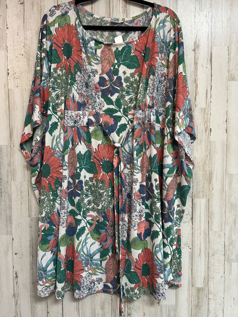 WHITE/BLUE EASEL FLORAL TIE DRESS, LADIES M