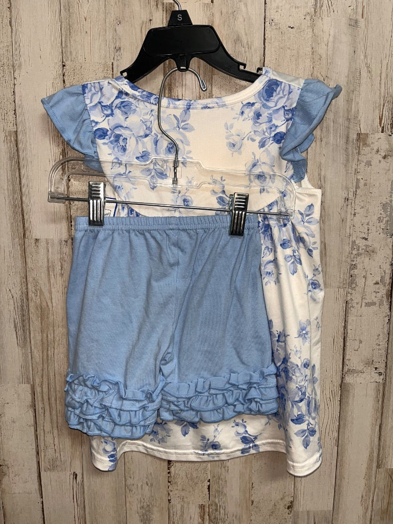 WHITE/BLUE BOUTIQUE FLORAL RUFFLE 2PC SET, GIRL 3T