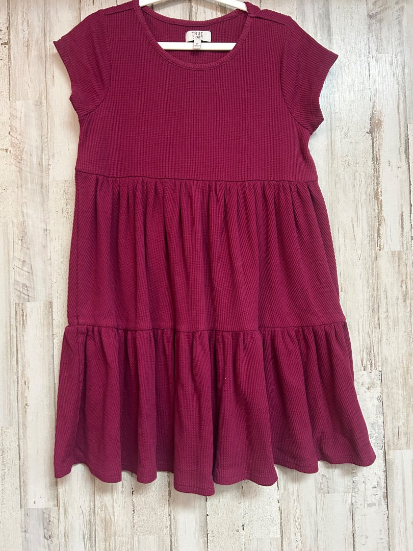 MAROON TRUE CRAFT WAFFLE KNIT DRESS, GIRLS 7/9