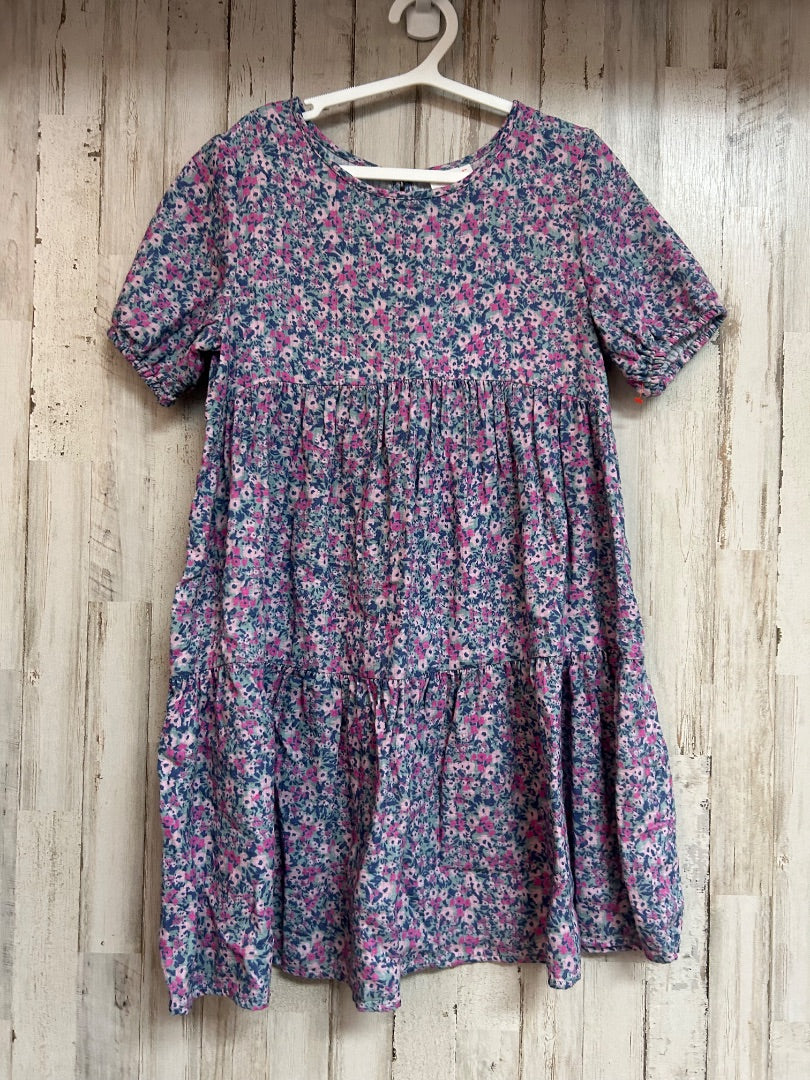 PURPLE/PINK WONDER NATION FLORAL TIER DRESS, GIRLS 10/12