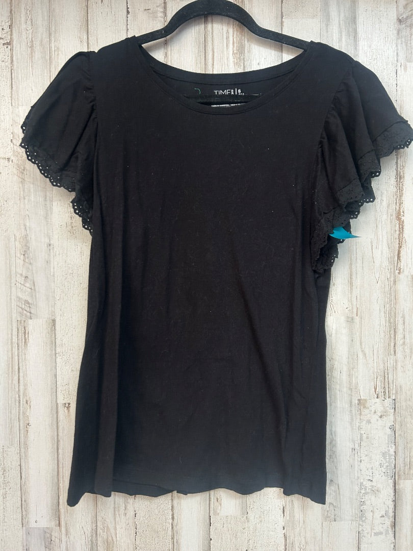 BLACK TIME AND TRU RUFFLE SLEEVE TEE, LADIES S