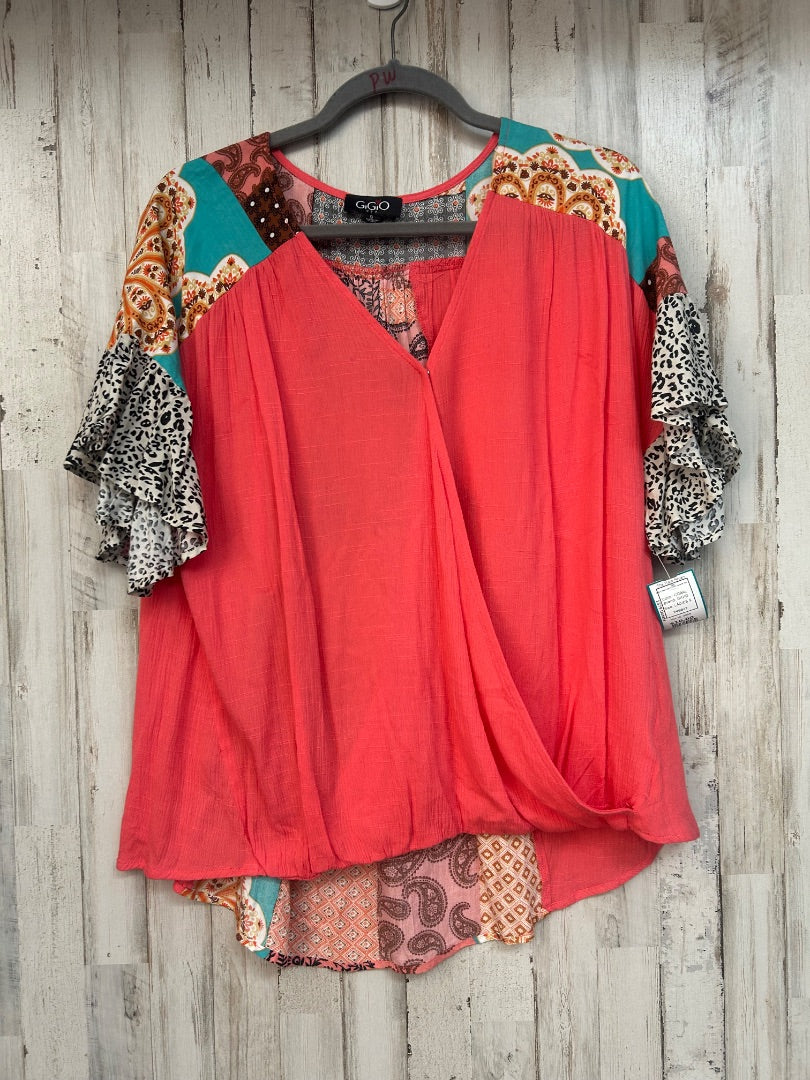 CORAL GIGIO MULTI PRINT SHOULDER MUSLIN TOP, LADIES S
