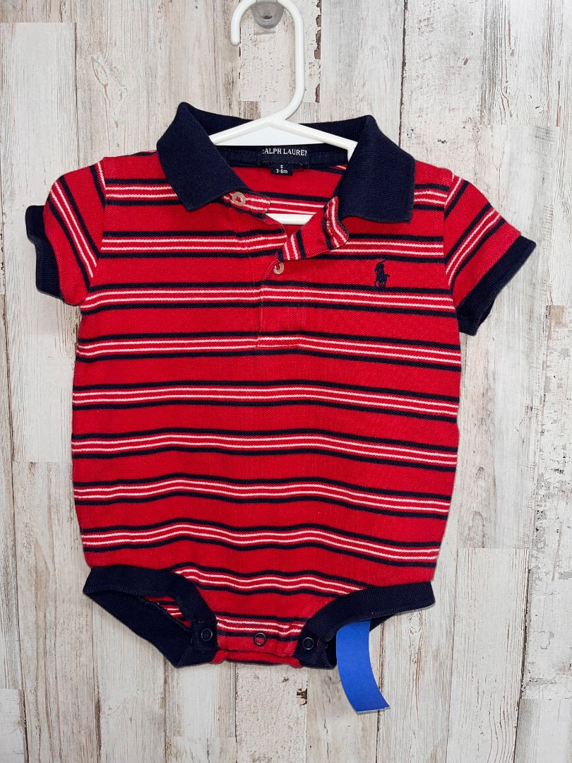 RED RALPH LAUREN POLO STRIPE ONEISE, BOY 3/6M