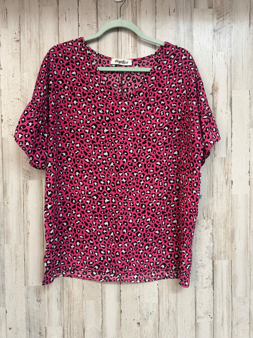 PINK HAPATICS CHEETAH V NECK TOP, LADIES S