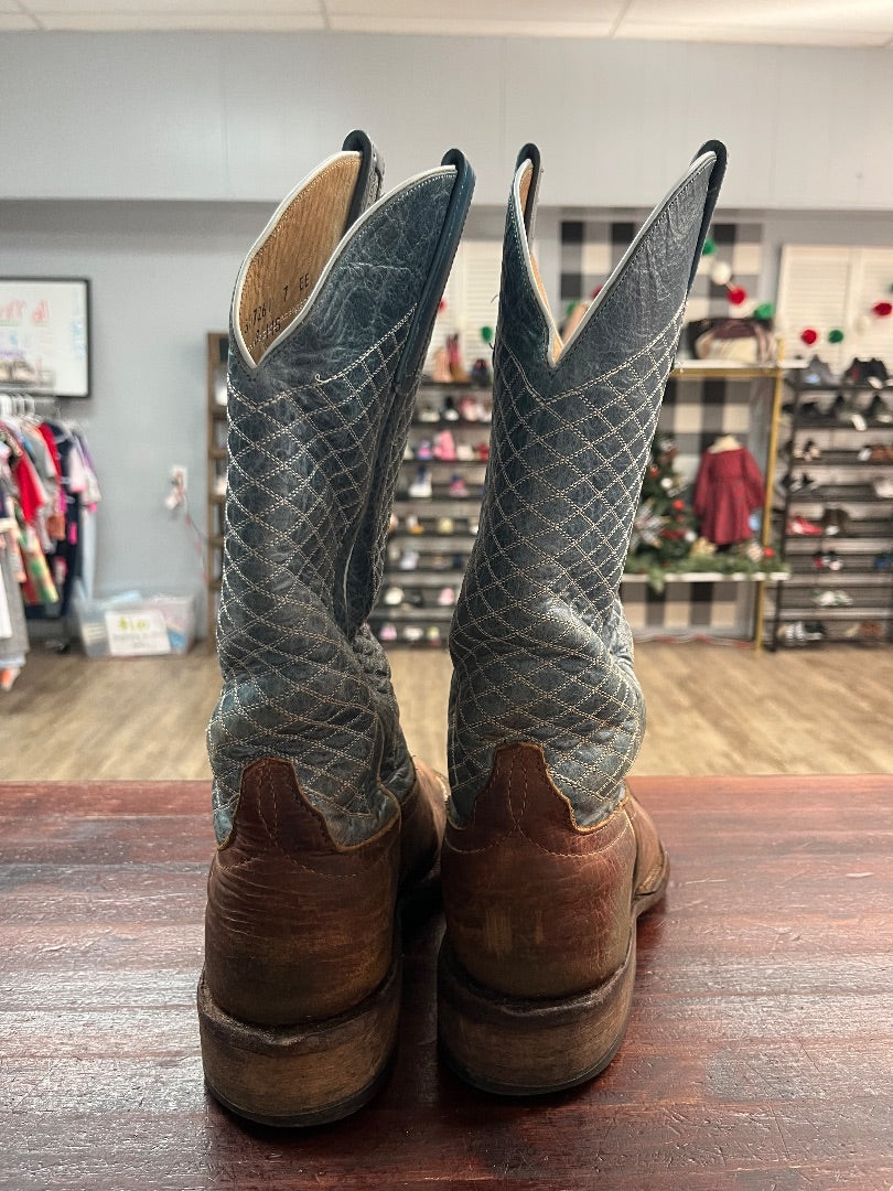 BROWN ANDERSON BEAN LEATHER COWBOY BOOTS, SHOES A7