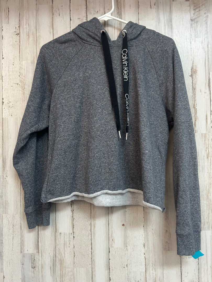 GREY CALVIN KLEIN CROP HOODIE, LADIES M