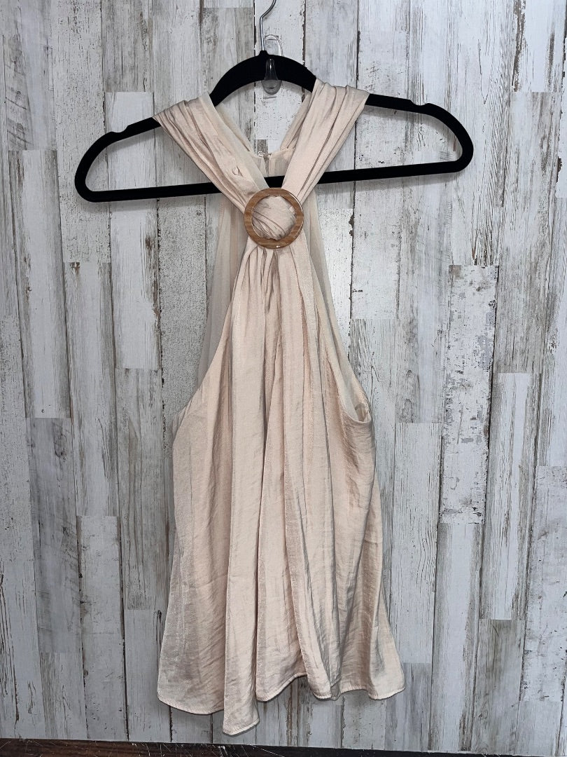 TAN THML CRISS CROSS NECK BLOUSE TANK, LADIES L