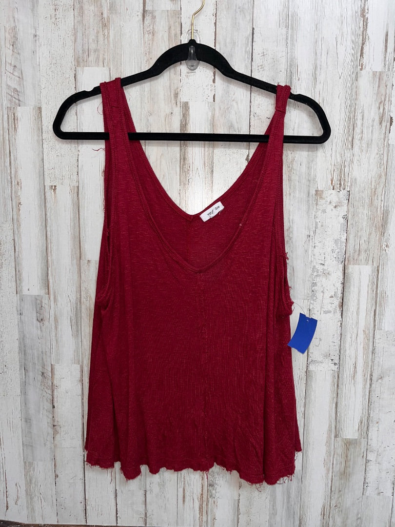 MAROON EYESHADOW RAW EDGE RIBBED TANK, LADIES XL
