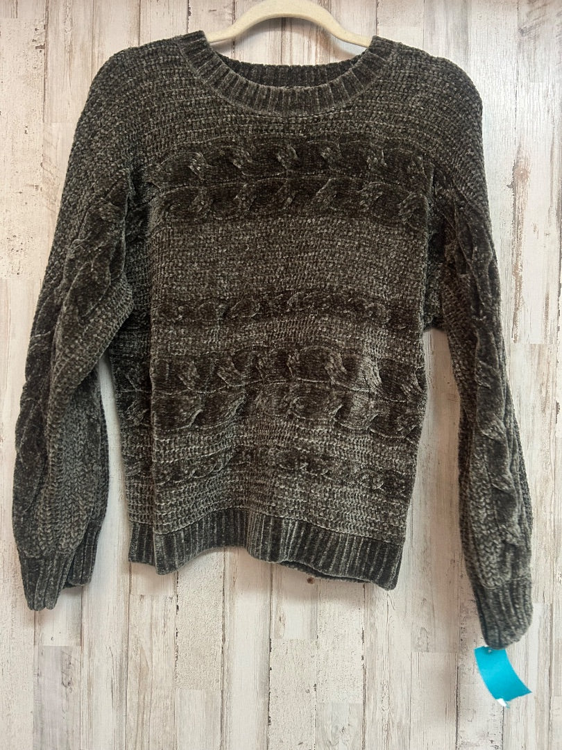 DARK GREEN PINK ROSE SOFT KNIT SWEATER, LADIES L