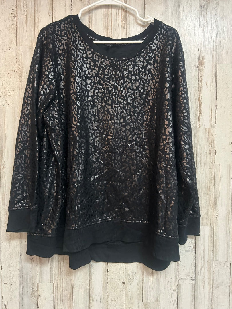 BLACK JANE + DELANCEY SOFT CHEETAH SWEATSHIRT, LADIES XL