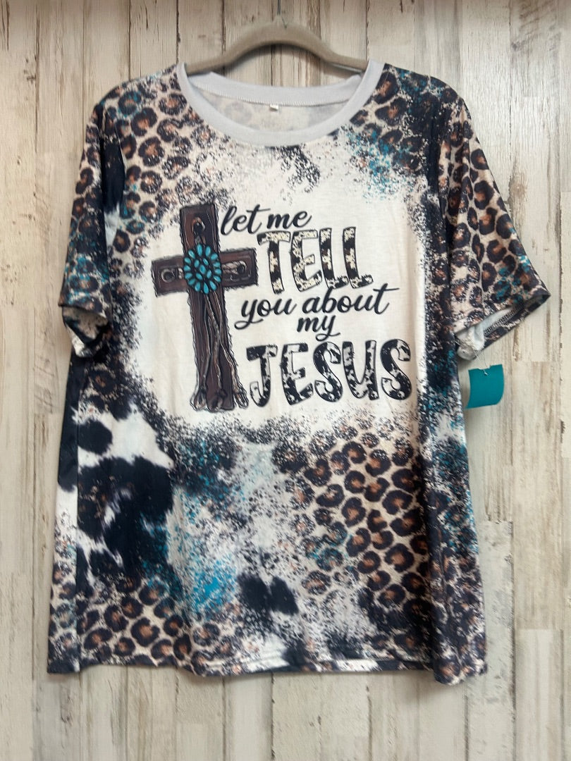 WHITE LET ME TELL YOU ABOUT JESUS TEE, LADIES XL
