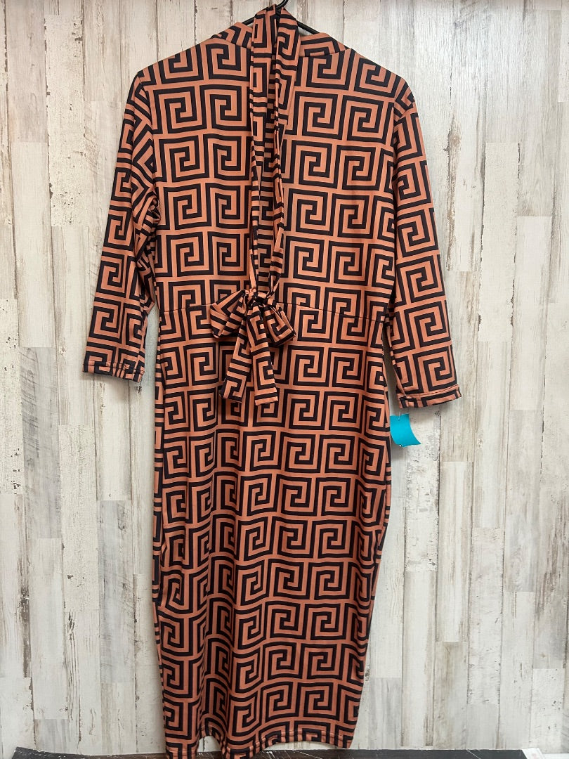 SQUARE PRINTED BELTED DRESS, LADIES XL