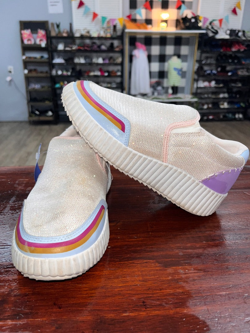 PURPLE/BLUE/IVORY CHOSEN STEPS SHIMMER SLIP ON SNEAKERS, SHOES A7