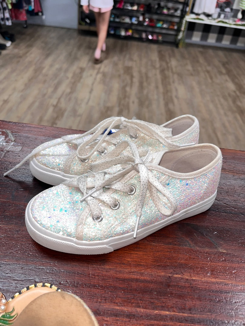 WHITE PARIS BLUES GLITTER SNEAKERS, SHOES Y1.5