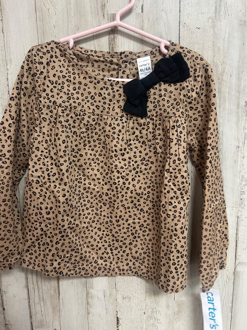 BROWN CARTERS NEW CHEETAH BOW TOP, GIRL 4T