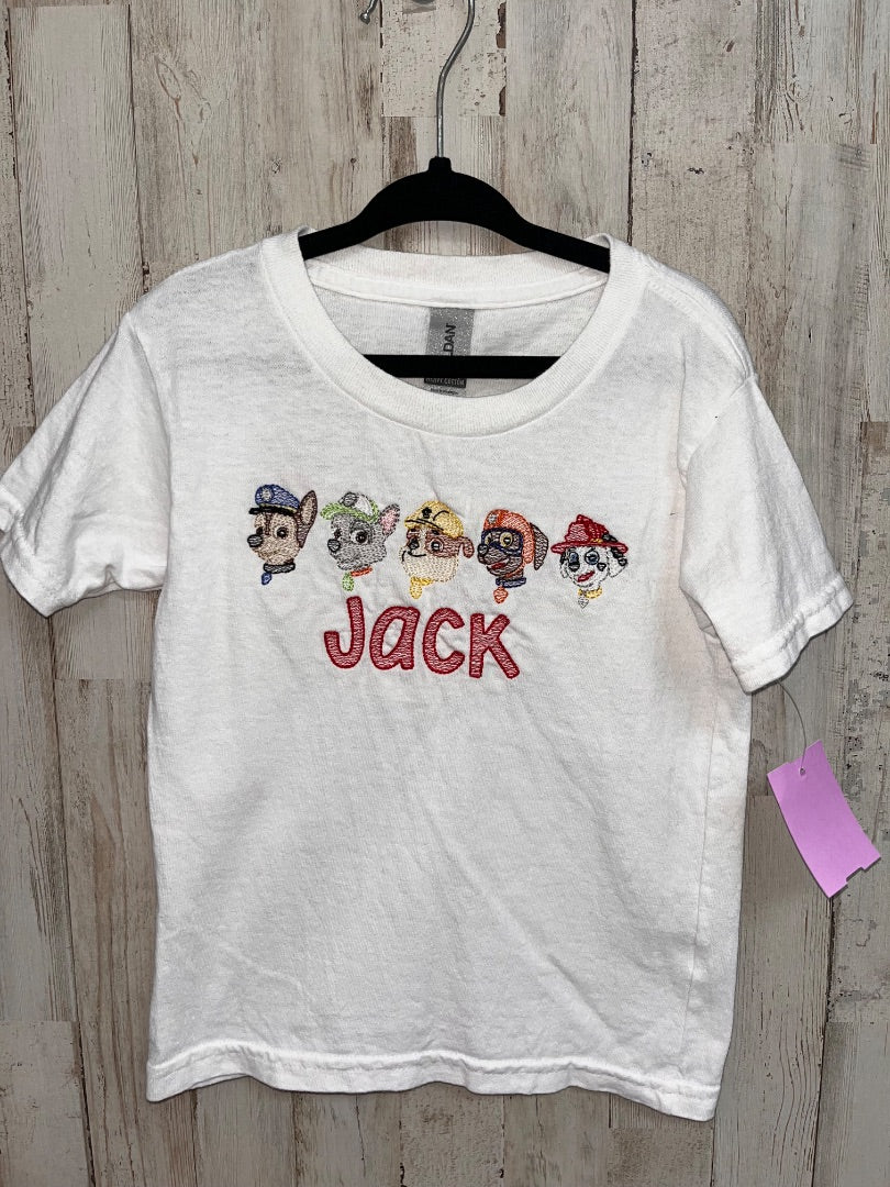 WHITE GILDAN JACK PAW PATROL EMBROIDERED TEE, BOY 4T
