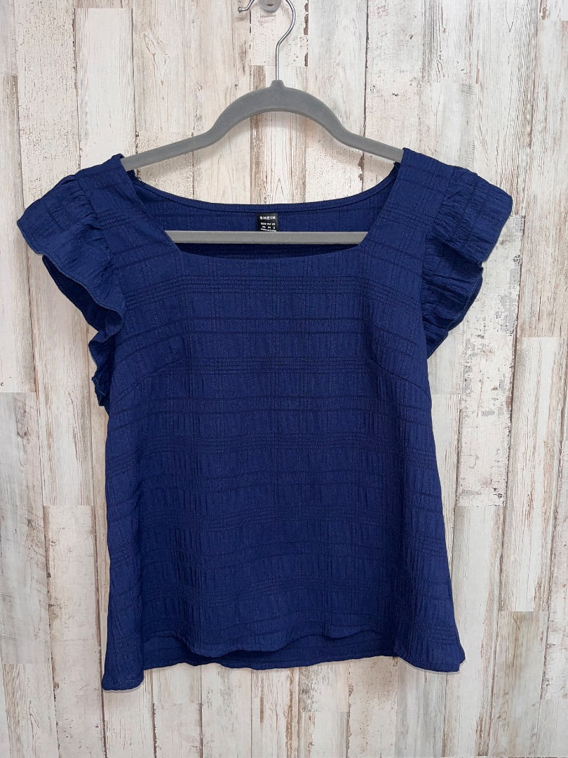 NAVY SHEIN SQUARE NECK TEXTURE TOP, LADIES XS