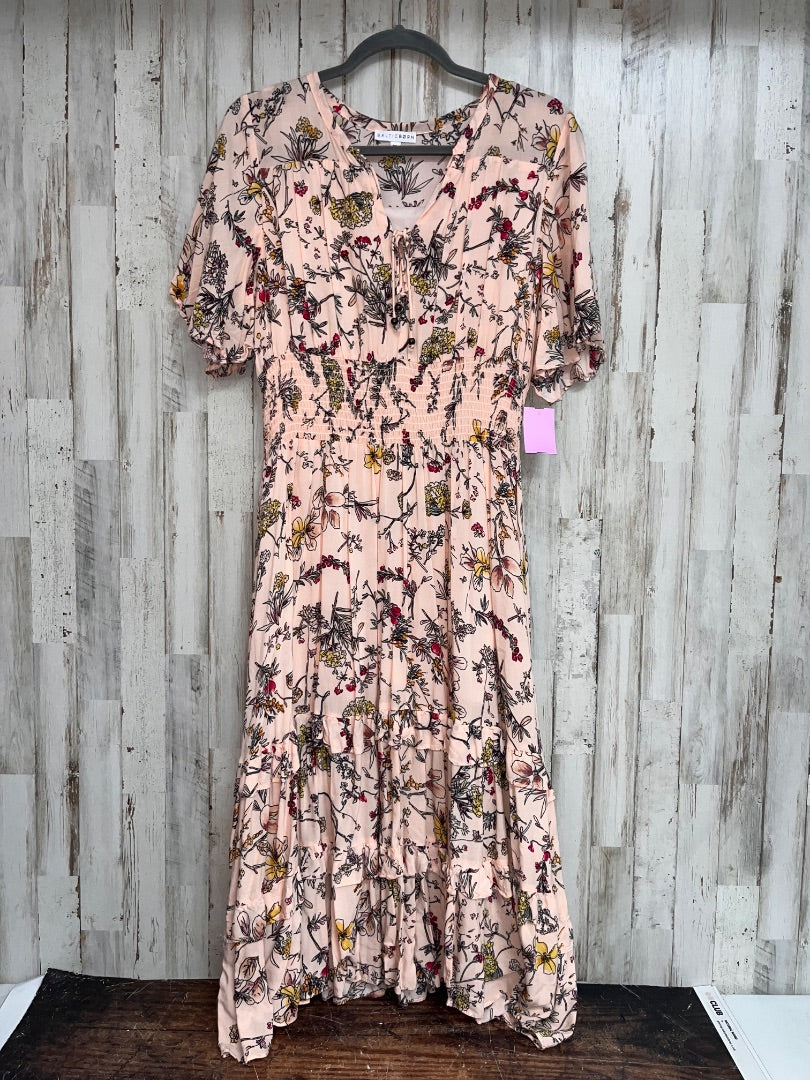 PEACH BALTIC BORN FLORAL SMOCK WAIST MAXI, LADIES XL
