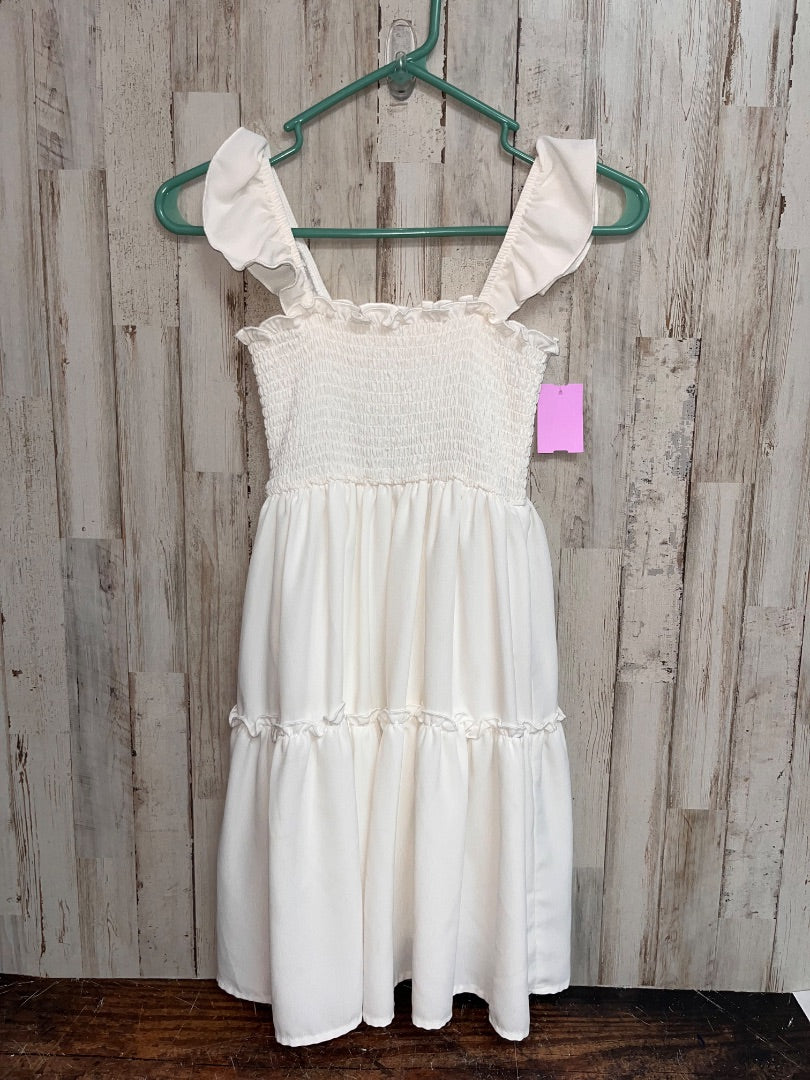 WHITE GB GIRLS SMOCKED TIER DRESS, GIRL 10/12