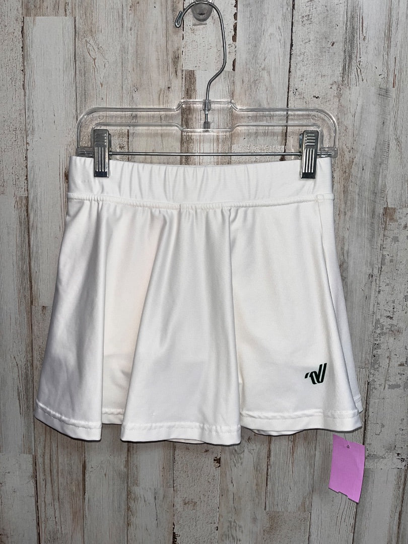 WHITE WITH GREEN LOGO VARSITY DRY FIT SKORT, GIRL 10