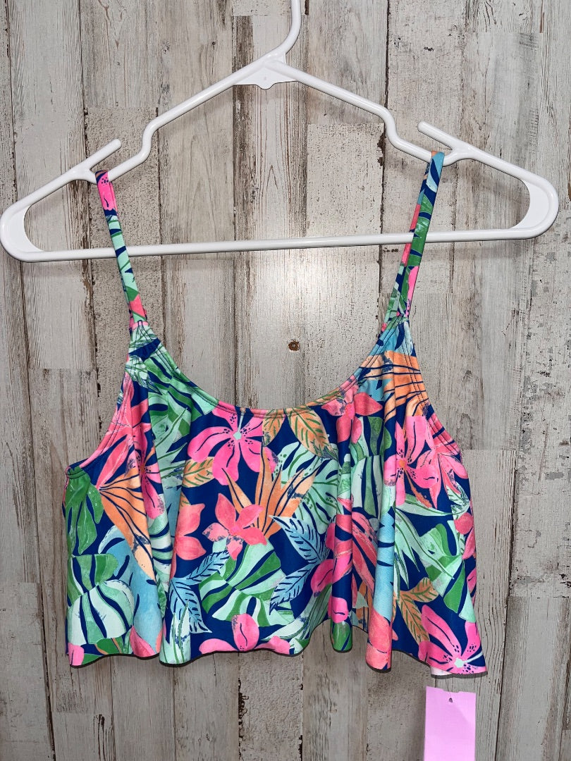 BLUE/PINK MEMBER MARK FLORAL SWIM TOP, GIRL 14/16