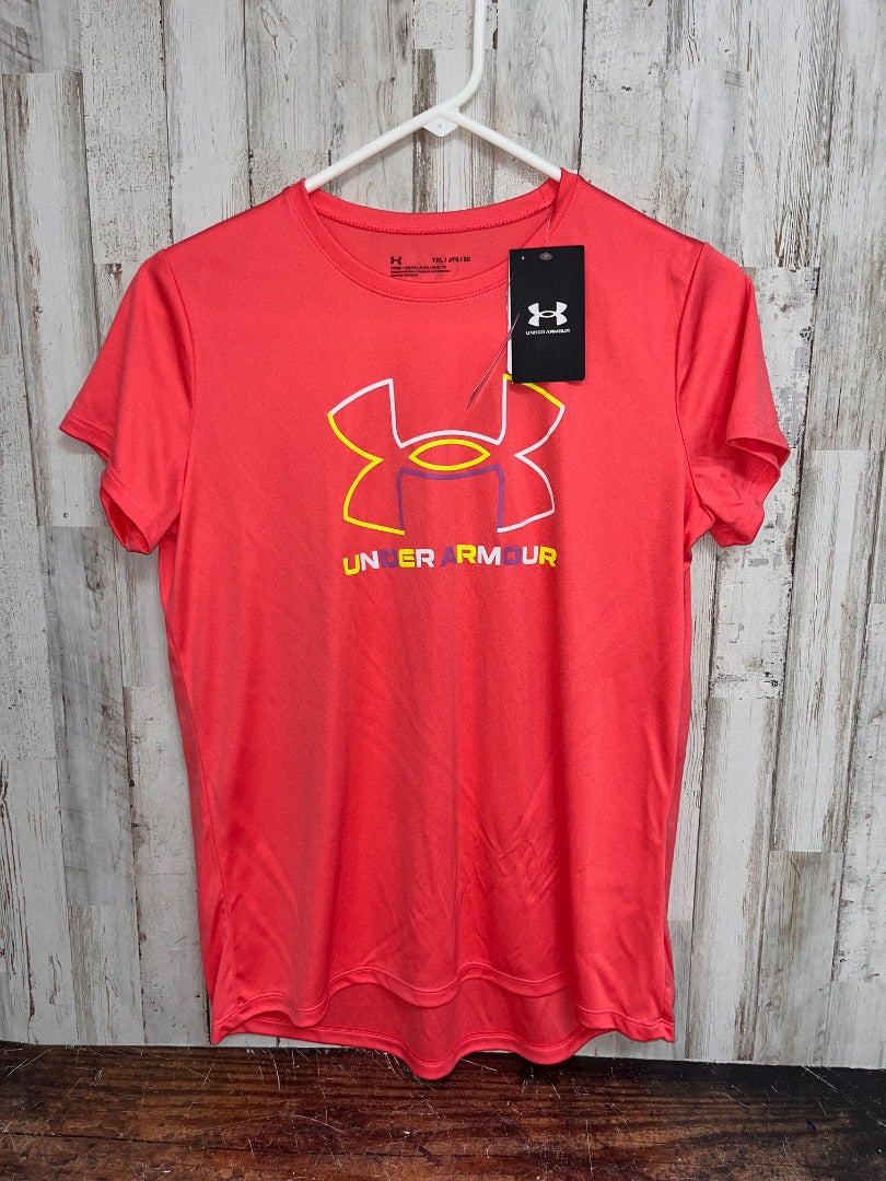CORAL UNDER ARMOUR NEW LOGO DRY FIT TEE, GIRL 16/18