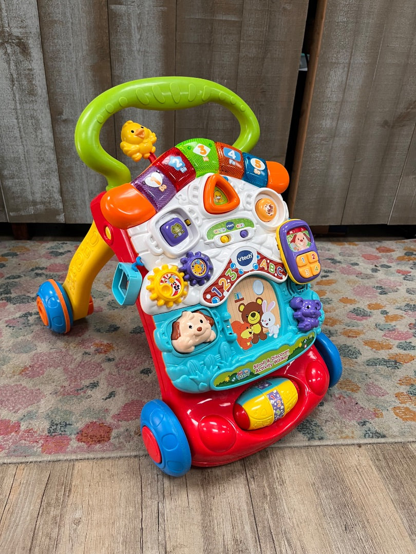 YELLOW VTECH STROLL AND DISCOVER WALKER