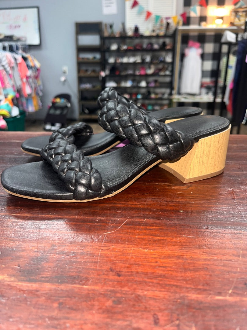 BLACK DOLCE VITA BRAIDED STRAP HEEL SANDALS, SHOES A7