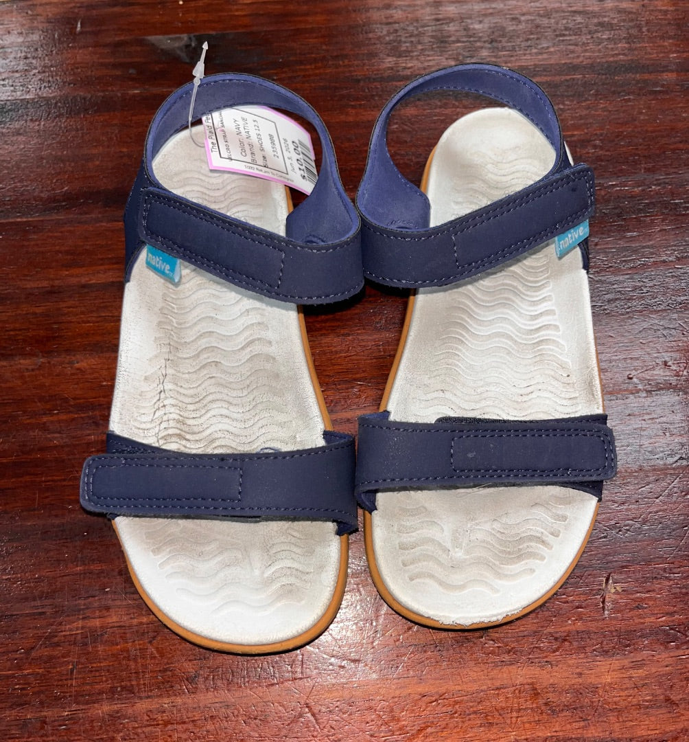 NAVY NATIVE VELCRO SANDALS, SHOES 12.5