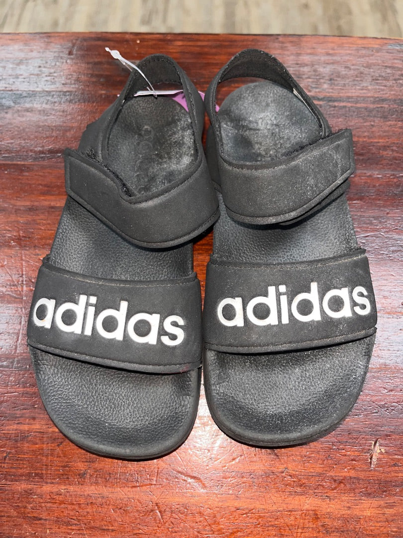 BLACK ADIDAS VELCRO LOGO SANDALS, SHOES 13