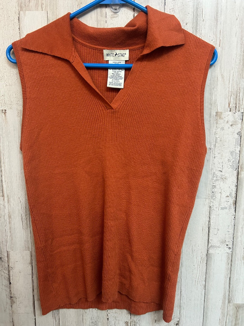 BURNT ORANGE WHITE STAG RIBBED COLLAR TANK, LADIES XL