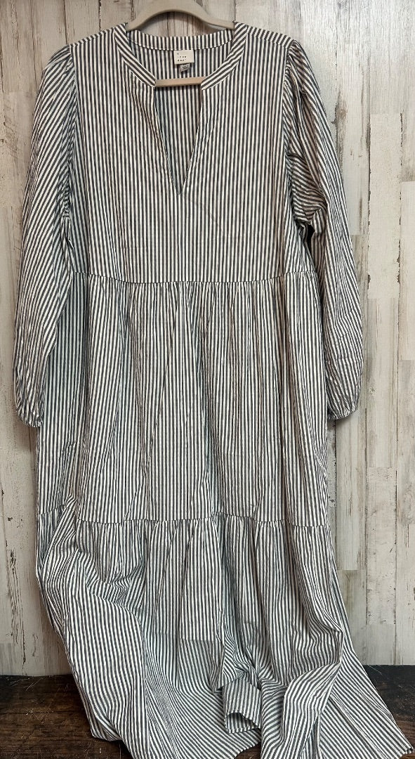 GREY/CREAM A NEW DAY SEERSUCKER MAXI, LADIES 2X