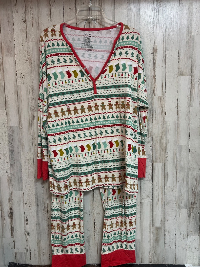 BEIGE LITTLE SLEEPIES 2PC CHRISTMAS JS, LADIES 2X