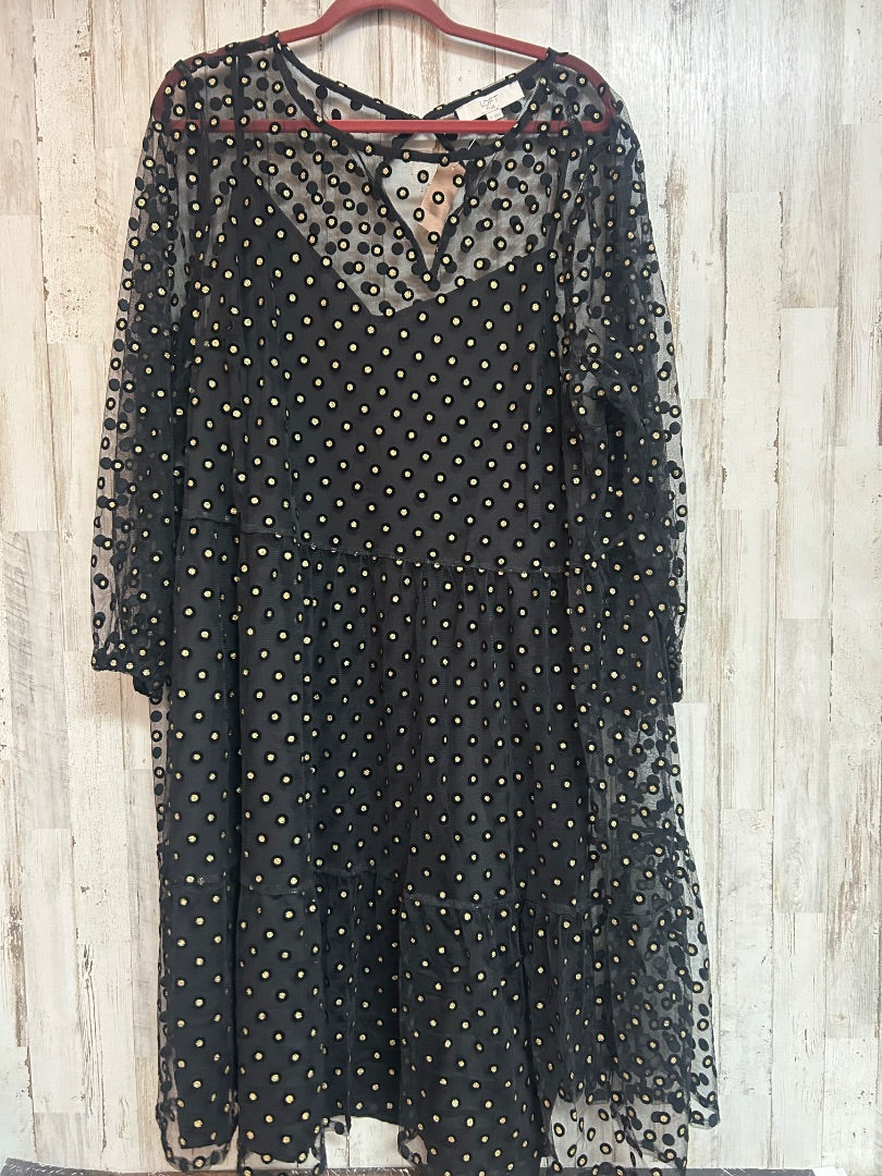 BLACK/GOLD LOFT SZ22 DOTTED DRESS, LADIES 3X