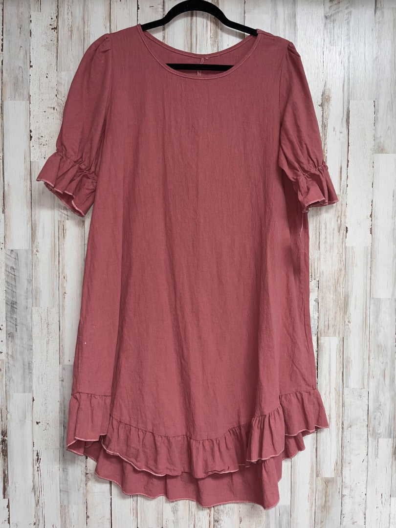 MAUVE SHEIN MUSLIN RIFFLE TRIM DRESS, LADIES L